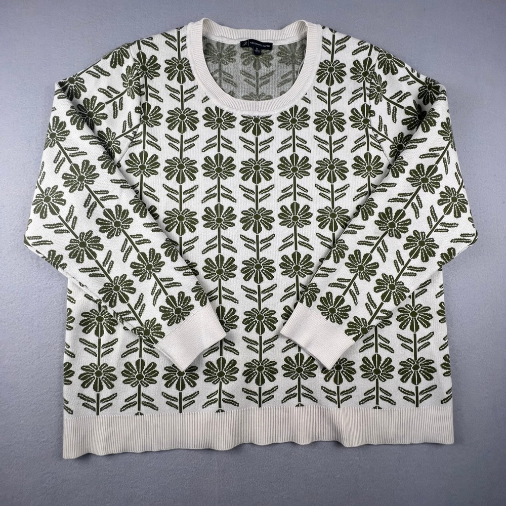 Adrianna Papell Floral Knit Sweater Women 2X Daisy Retro Cottagecore